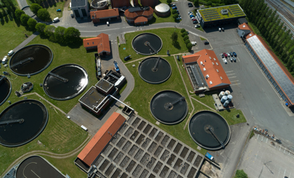 Vejle Renseanlæg set fra en drone
